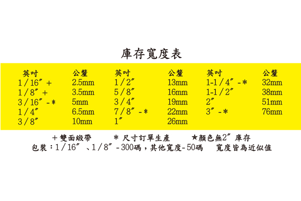 尼龍緞帶色卡 (53色)